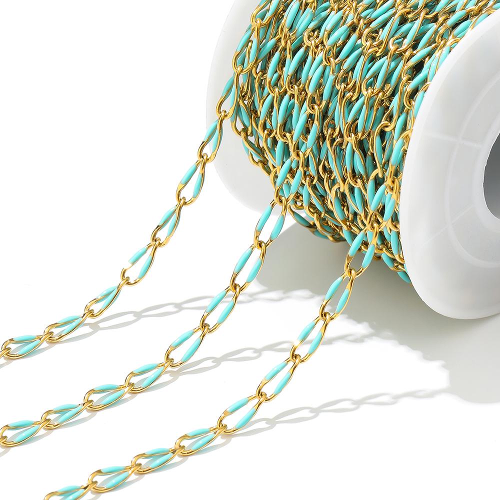 1 Meter Stainless Steel Blue Black Enamel Twisted Chains for DIY Jewelry Making Women Necklace Bracelets Supplies Nickel Free