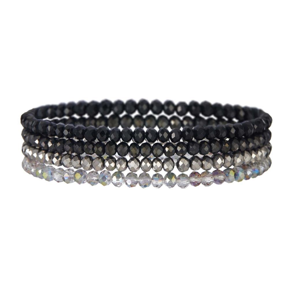 4 Pieces Set Faceted Glass Beads Stretch Bracelet For Women Men Crystal Beads Multi Color Elastic Rope Bracelet Handmade Jewelry