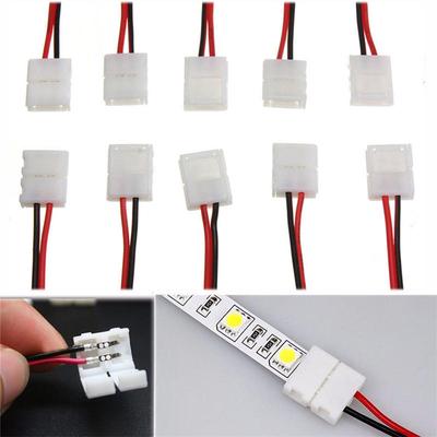 10 Peças Cabo Pcb Conector de Tira Led 2 Pinos 3528/5050 Cor Única Adaptador Útil