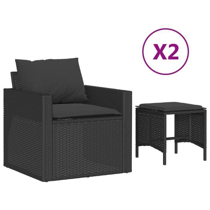 VidaXL Salon de jardin 4 pcs avec coussins noir résine tressée, ensemble de canapés d'extérieur, salon de jardin, ensemble 366359