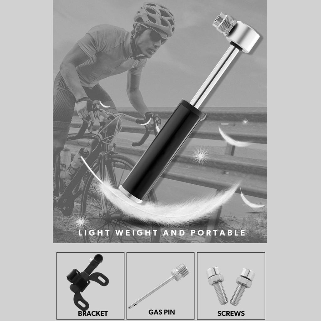 Small Bike Tire Pump Presta & Schrader Portable MTB 120PSI Telescopic Barrel Aluminum-Alloy Bike Pump for Easy Pumping
