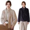 Middle-aged women's clothing, middle-aged women's coat, thickened zipper, light luxury temperament, loose retro top, integrated fur
