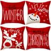 New Red Snowman Christmas Pillow Case Line Printed Pillow Case Festive Room Sofa Decoration Cushion Case