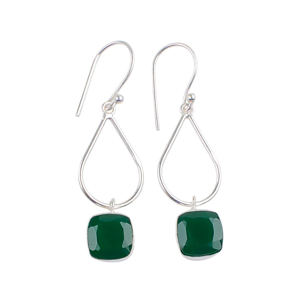 Green Onyx Gemstone 925 Sterling Silver Handmade Jewelry Earrings 1.90" For Gift EE-7-13