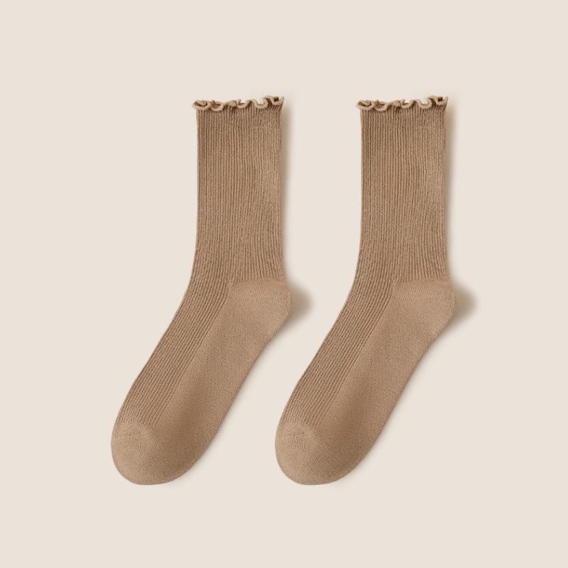 

Женские носки средней высоты Wood Ear Edge Socks - летние тонкие черные и белые длинные носки для лоферов