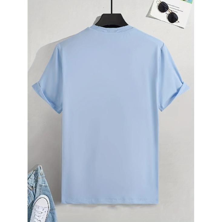 Men's Mountain Compass Pattern Print T-shirt Man Summer Casual Round Neck Short Sleeve T-shirt Top
