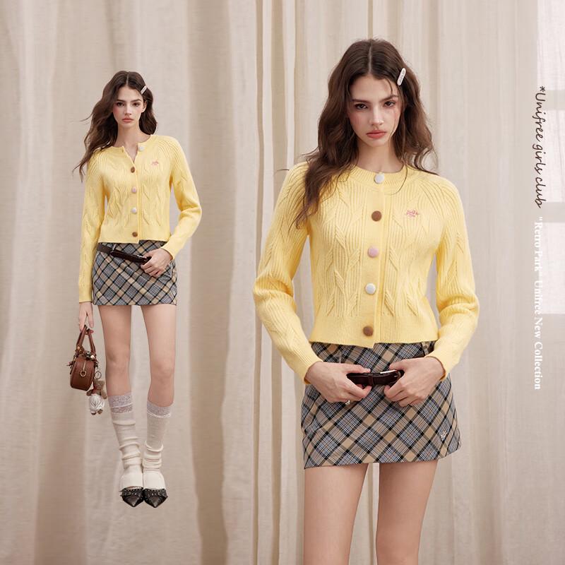 UNIFREE Sweet Bow Embroidered Short Knit Cardigan