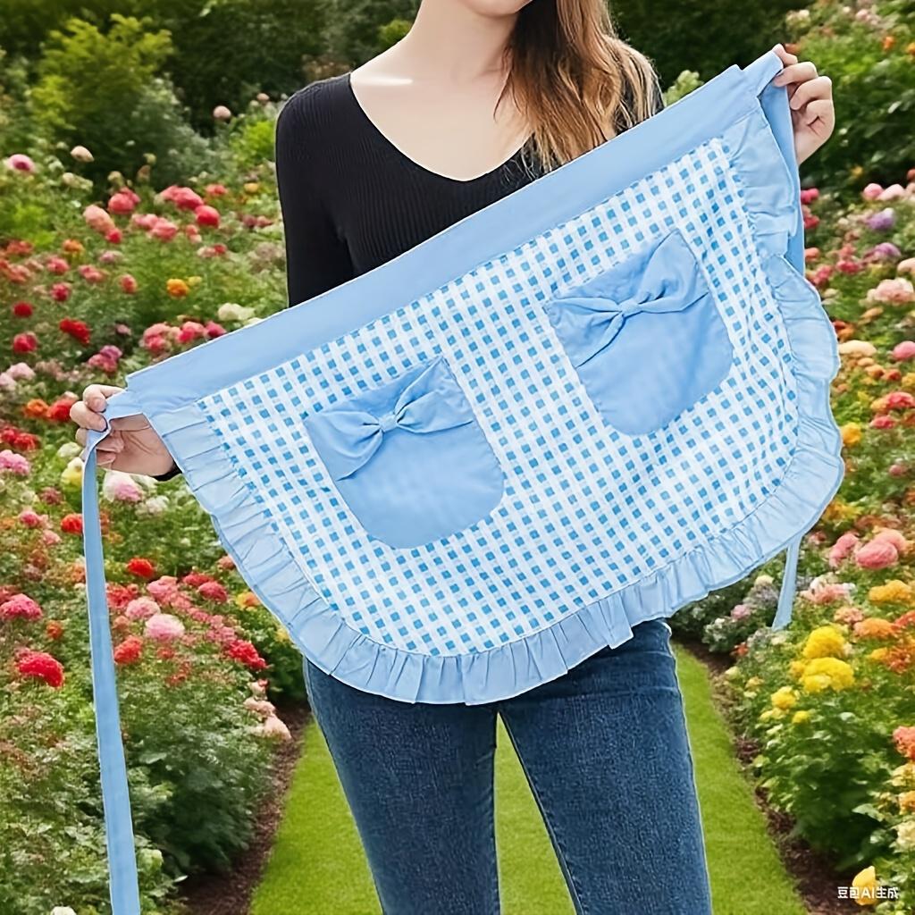 1 шт. милый клетчатый карман-бант короткий фартук универсальный фартук горничной с оборками по краю фартук для готовки праздничный наряд рождественский фартук