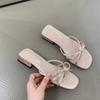 Gentle Fairy Cool Slippers 2025 New French Sweet Elegant Bow Open Toe Word with Temperament Sandals