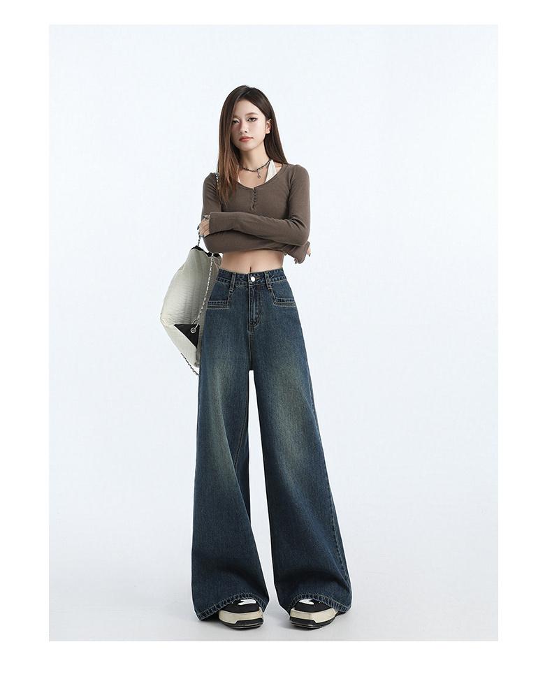 Gedijie Spring Wide Leg Trumpet Jeans for Women