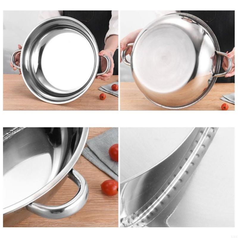 Stainless Steel Pot Hotpot Induction Cooker Gas Stove Compatible Pot Home Kitchen Cookware Soup Cooking Pot Twin Divided X3UC