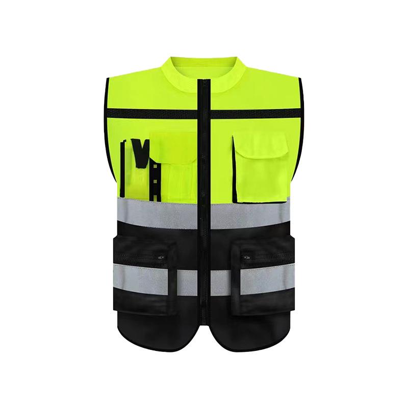 Multi-Pocket Fluorescent Reflective Vest for Construction and Riding
