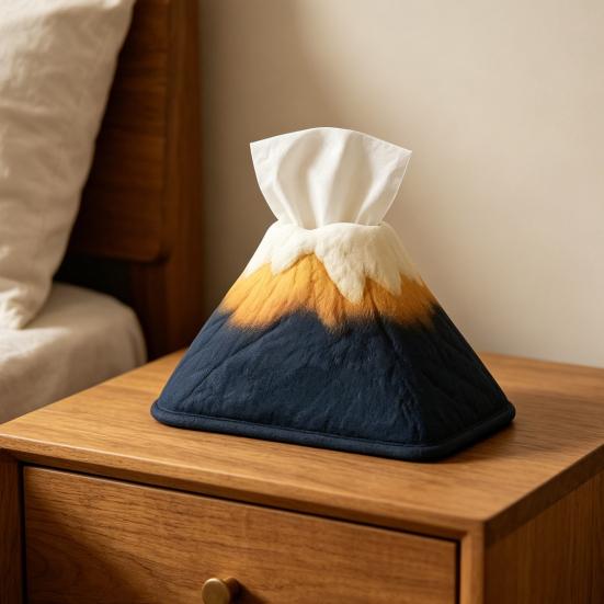 Tissue Box, Mountain Design, Soft Plush Storage Organizer, Multi-Purpose Foldable Tissue Holder for Home Office Car