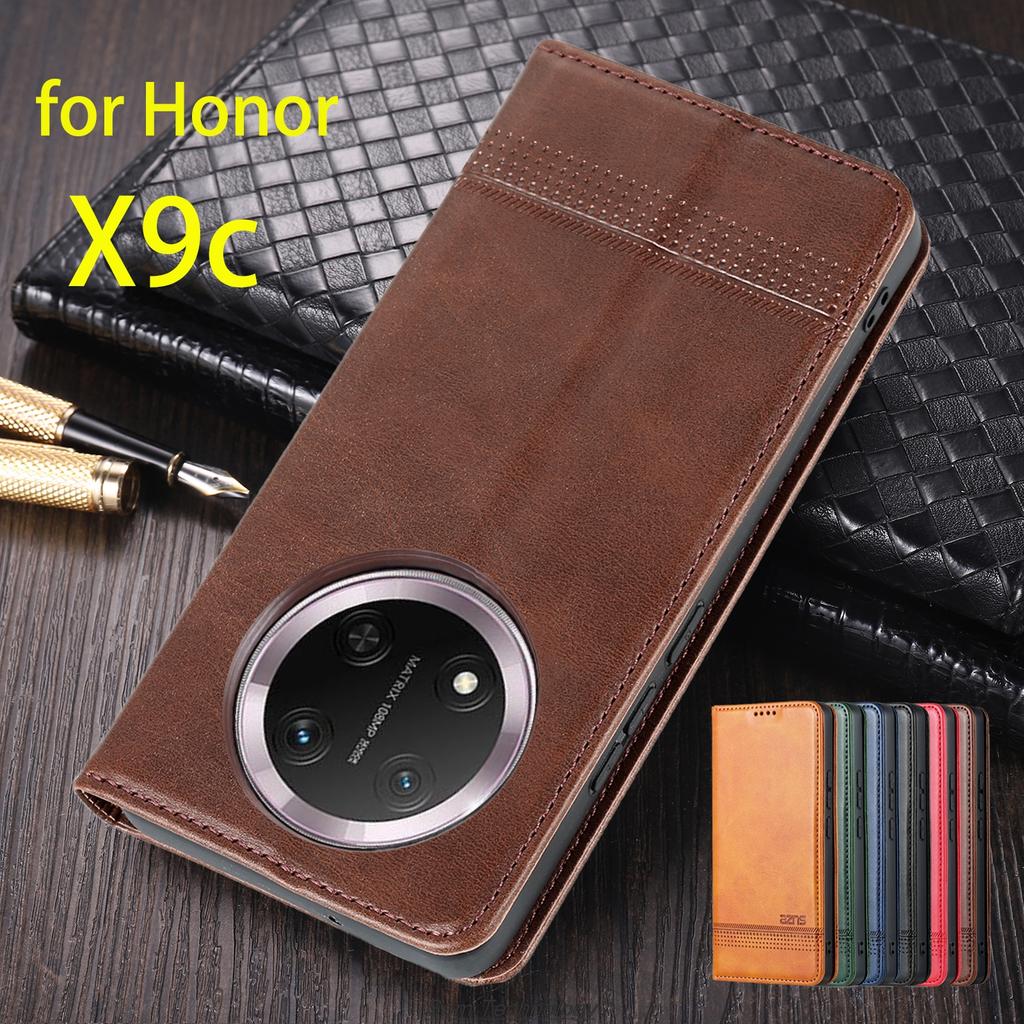 Deluxe pouzdro z kůže s magnetickou adsorpcí pro Huawei Honor X9C, vyklápěcí ochranné pouzdro, kryt, pouzdra, coque