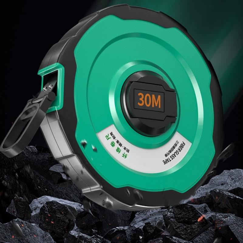 ABS Casing Fiber Measuring Tape with Clear Double Side Markings Impacts Resistant Tape Measure with Foldable Handle