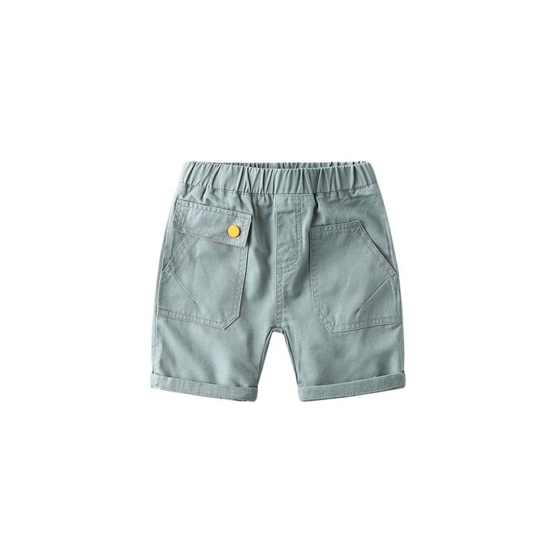 Boys' Pocket Shorts Summer Solid Color Pants Children's Casual Shorts Kids' Low-Waist Mid-Length Pants