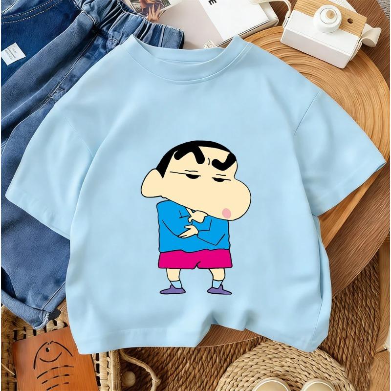 

Kids Crew Neck T-Shirt Cute Cartoon Summer Casual Street Fashion Short Sleeve Crayon Shin-chan 100