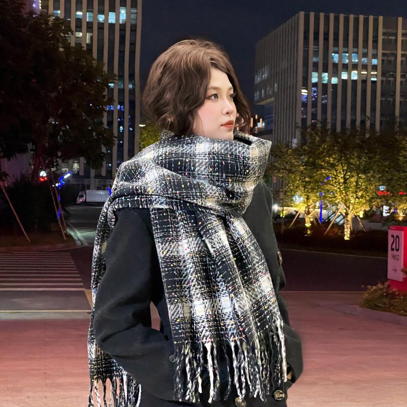Hochwertiger Schal im koreanischen Stil mit Karomuster: Warmer, verdickter Kaschmir-ähnlicher Schal für Studenten und Paare