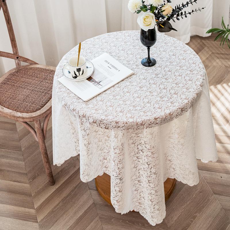 Wave Lace Hollow Tablecloth French Pastoral Piano Dust Cover Cloth Vintage Art Restaurant Decorative Cover for Home Parties Taplak Meja Cutwork