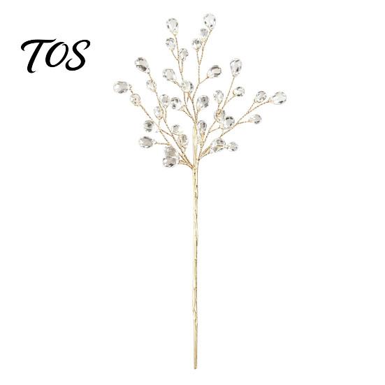 Elegant Mantlepiece Display Accents Faux Crystal Christmas Tree Picks with Bendable Wire, Acrylic Pearl Sprays Festive Bouquet Filler Strands