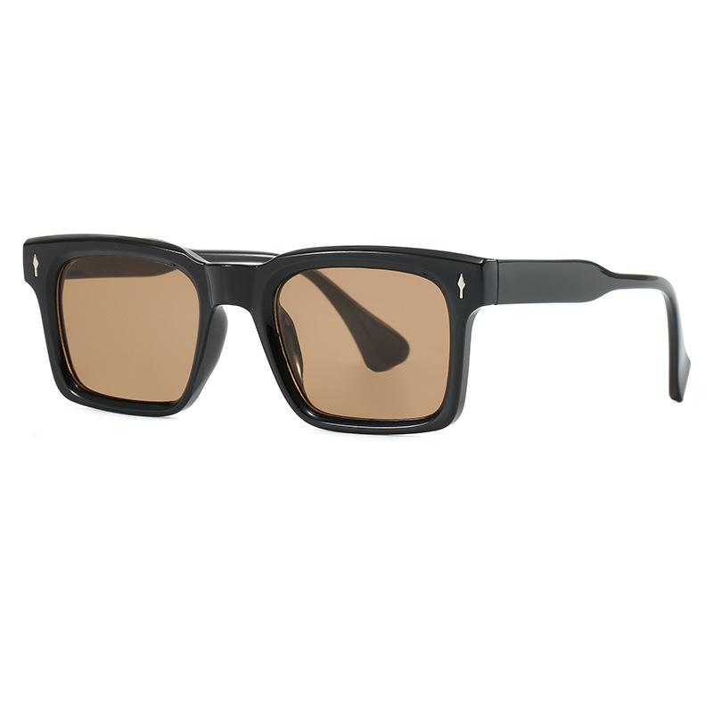 New retro square sunglasses, black high-end plain makeup fashion Hong Kong style UV-proof glasses R