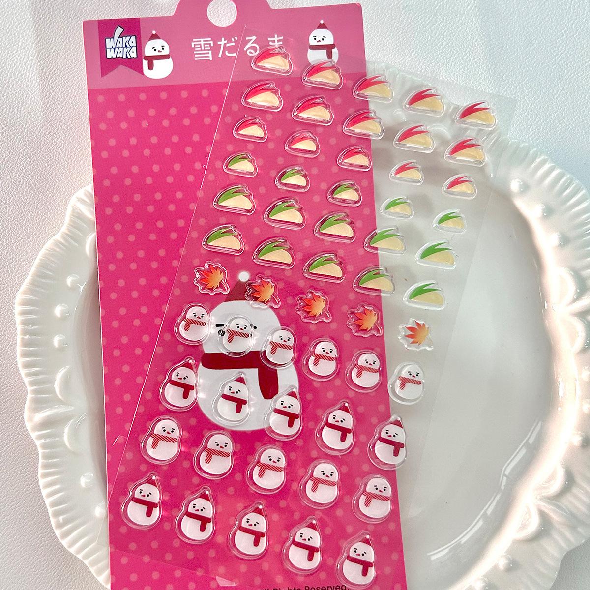 

1pc Cute Aesthetic Stickers 3D Epoxy Gel Clover Strawberry Decals for Phone Case Journal DIY Scrapbook