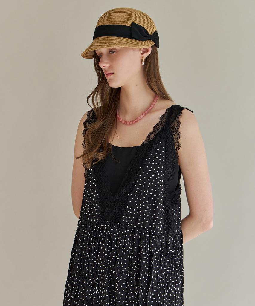 Maja Lace-Trimmed Dot V-Neck Sleeveless Dress