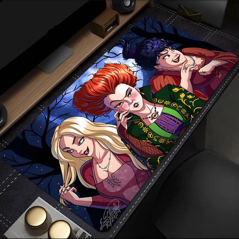 Witch Sisters In The Moonlight Mouse Pad, Rubber Base, Mouse Pad for Gamers and Office Use, Gaming Desk , Easy To Clean Mat Christmas fan gifts