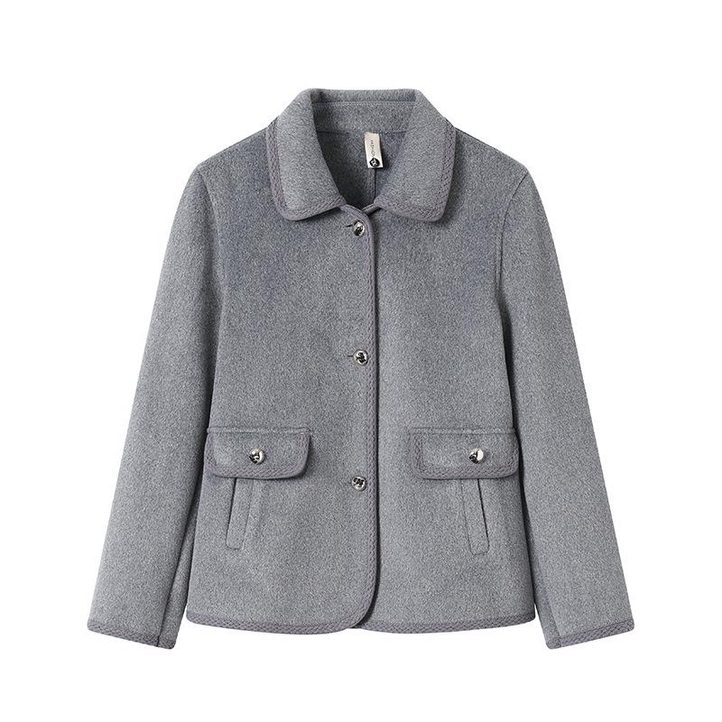 Spring Woolen Coat for Middle-Aged and Elderly Women (40-60) - Casual Wear for Spring and Autumn