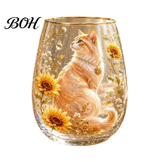 Sturdy Thickened Glassware Hummingbird Joy Tea Cup, Colorful Animal Tumbler, Floral Glass Decorative Flower Bird Cup Golden Rim, Artistic Water