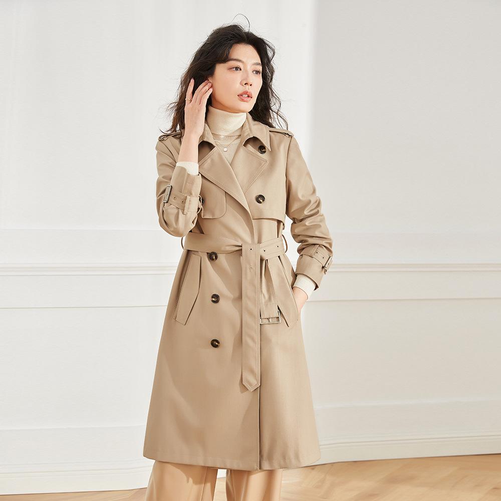 Shenghong New Retro Straight Loose Casual Temperament Medium and Long Trench Coat Female 12920