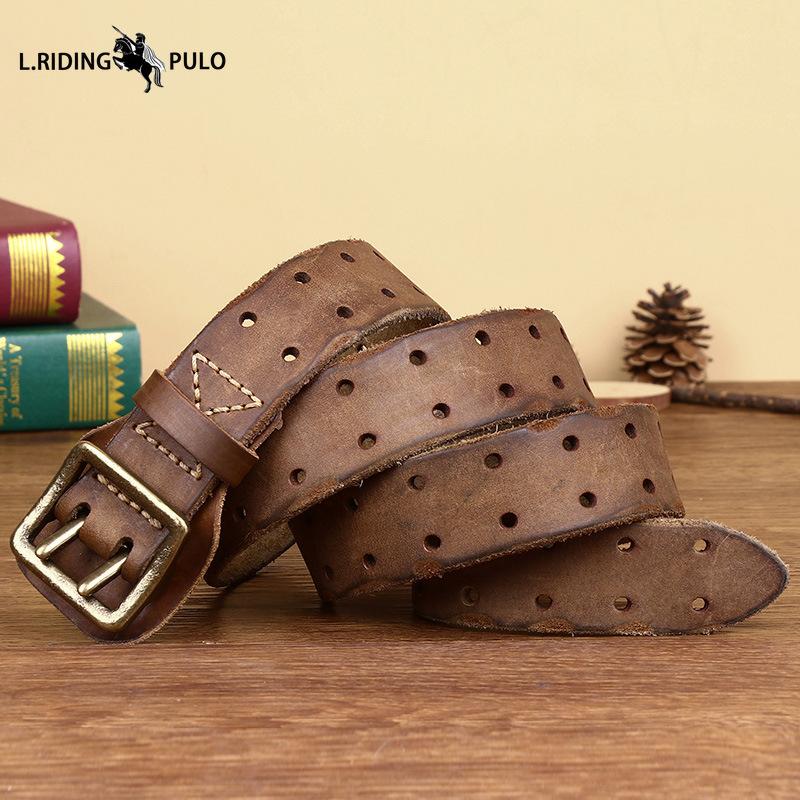 Retro Korean Version Trendy Personality Ins Anti-allergic Double Pin Buckle Belt Men's Fashion New Young People's Belt