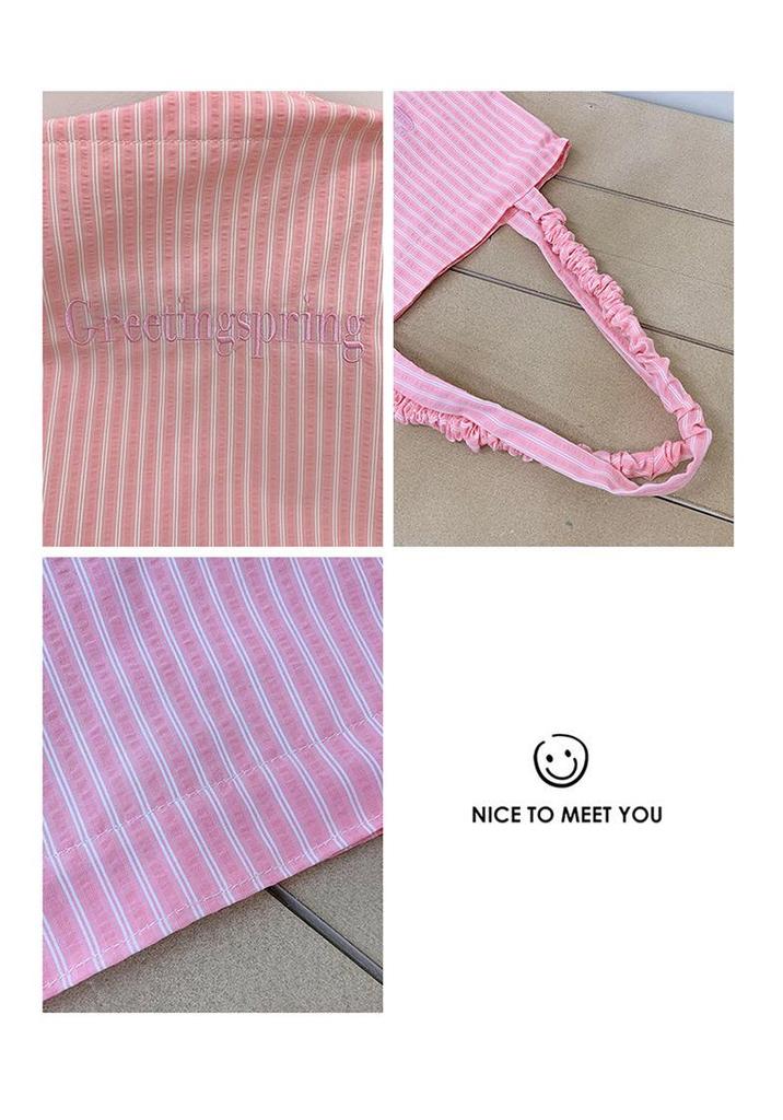 Korean-Style Retro Striped Tote Bag – Large Capacity Shoulder Bag