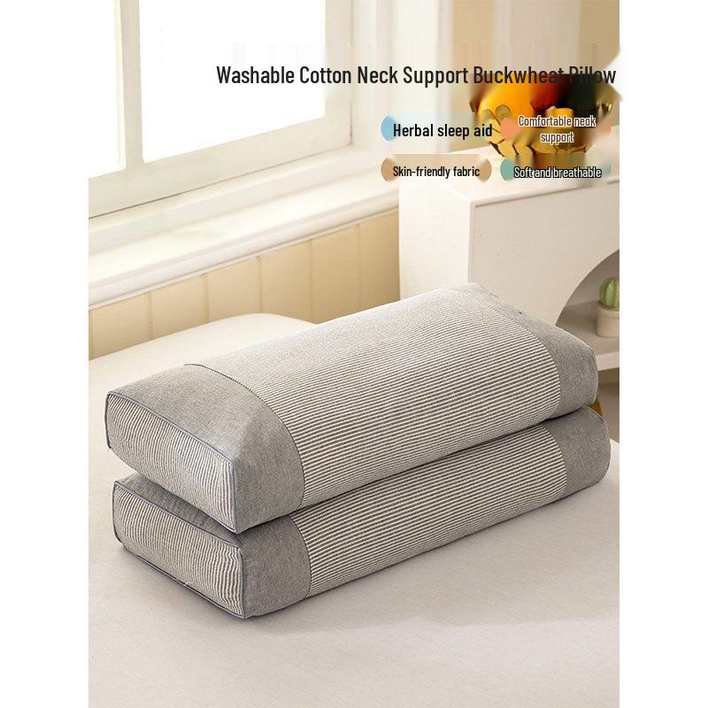 Washable Cotton Buckwheat Neck Support Pillow for Student Dorms - Removable and Washable