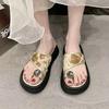 Stepping On Shit Pinch Slippers Women's 2025 New Summer Thick-bottomed Muffin Fashion Beach Cover Toe Wear Holiday Cool Slippers