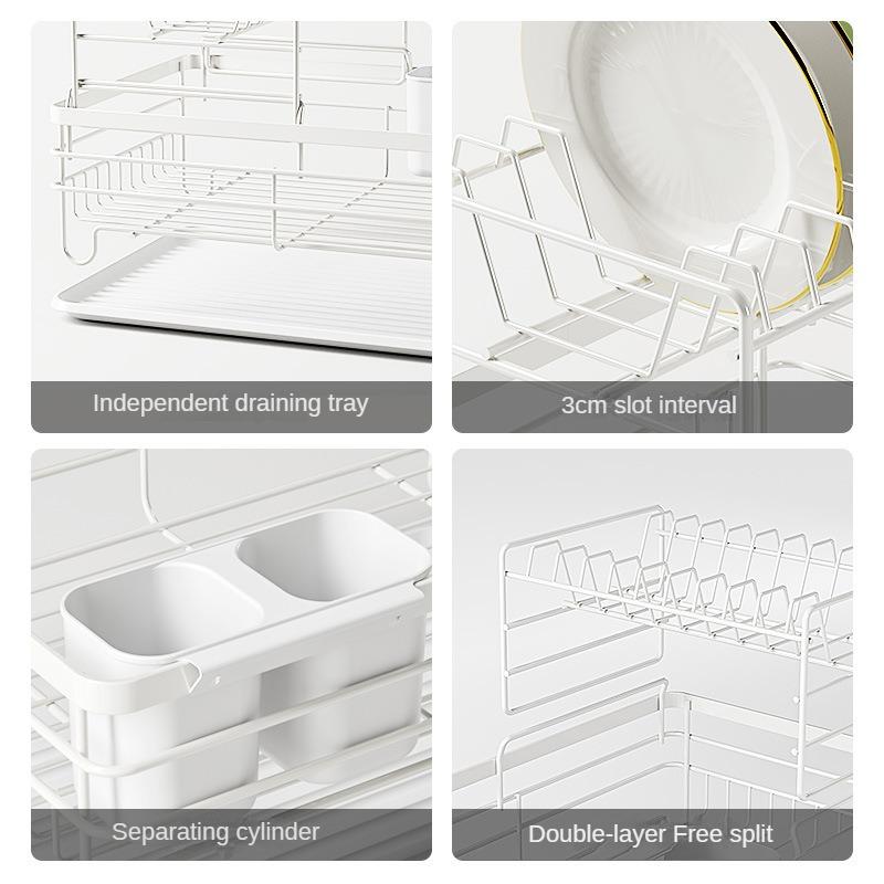 Kitchen Dish Rack Draining Rack Cupboard Storage Rack Household Countertop Multi-Functional Dish Rack Tableware Storage Rack