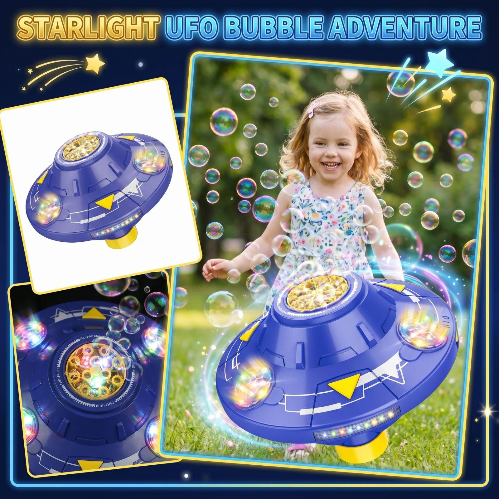80mlBubble Liquid+Rotating Space Bubble Machine, Fully Automatic Electric Sound And Light Rotating Obstacle Avoidance Space Bubble Machine one size