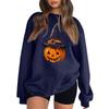 Women's Neck Long Sleeve Loose Fit Casual Sweatshirt Pullover Top with Halloween Print