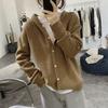 Hooded v-neck knitted cardigan early autumn new loose lazy gentle wind sweater jacket with top women