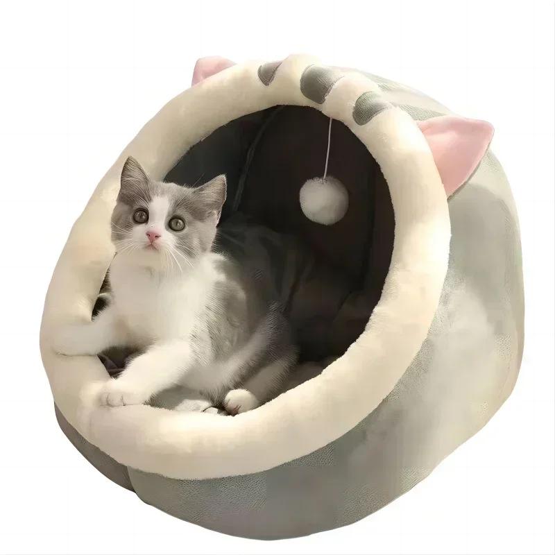 Cat Bed House Kennel Nest Round Pets Sleeping Cave Kitten Beds Pet Basket Cozy Kitten Lounger Cushion Cat House Tent Dog House