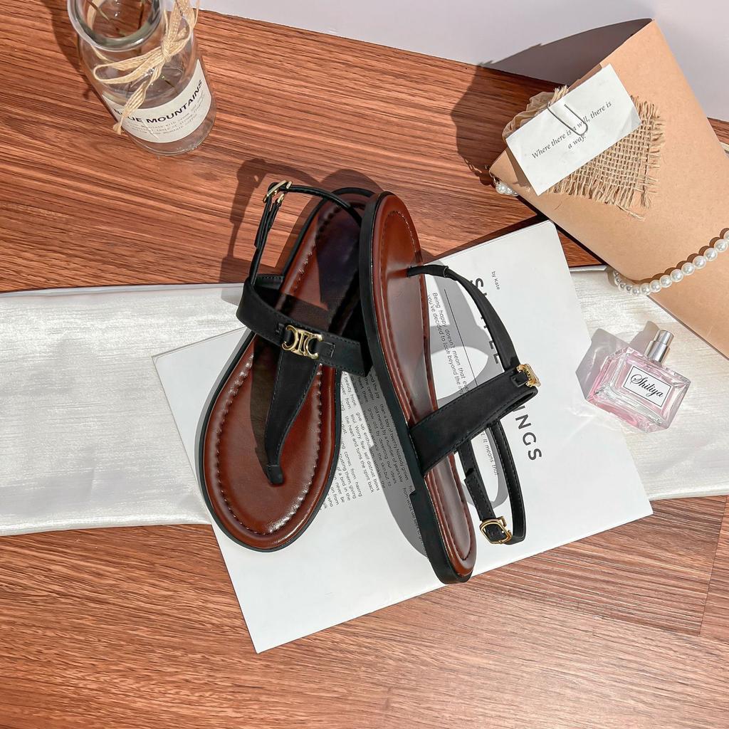 Grape Mother Summer New Flat-soled Sandals Women's Korean Version Toe Roman Style Temperament Soft-soled Sandals 2025 Women's Summer