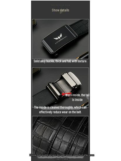 Curea din piele pentru bărbați cu logo Armani autentic și cataramă automată, piele de vacă strat superior, ținută casual