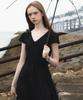 DEHEVE V-Neck Flare Dress [Black]