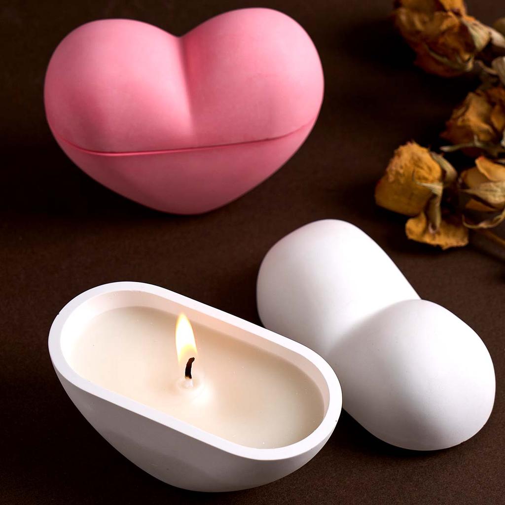 Love Candle Cup Silicone Mold DIY Heart Candle Vessel Making Plaster Resin Storage Box Molds Home Valentine's Day Dec Craft Gift