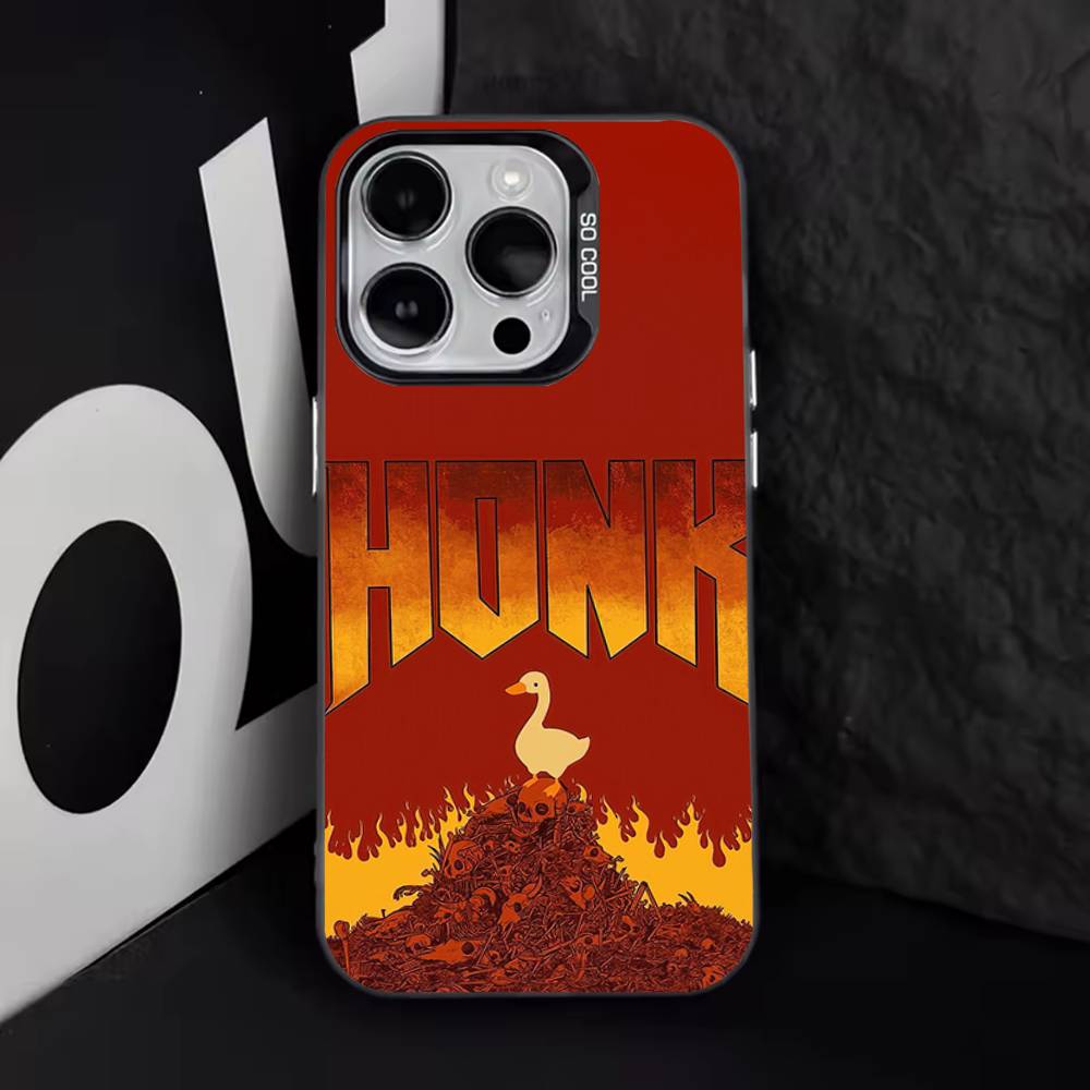Funny D-Duck Cartoon For iPhone 11,12,13,14,15,16,17,Pro,Max,Plus,E,Air,Mini Phone Case IMD Matte Black