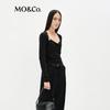 MO&Co. Faux Two-Piece Pleated Tencel Wool Long-Sleeve Top