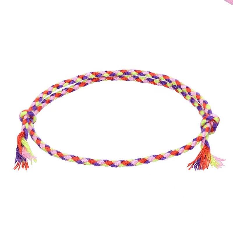 Boho Four Strand Color Handmade Waterproof Woven Thread Wrap Bracelet Simple Rope Knot Bracelet Friendship Bracelets