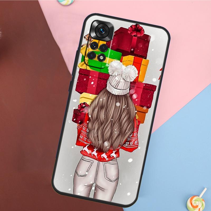 Fashion Girl Merry Christmas Case For Xiaomi Redmi Note 11 Pro 11S 8 9 12 10 Pro 10S 9S Redmi 9 10 12C 9C 10C Back Cover