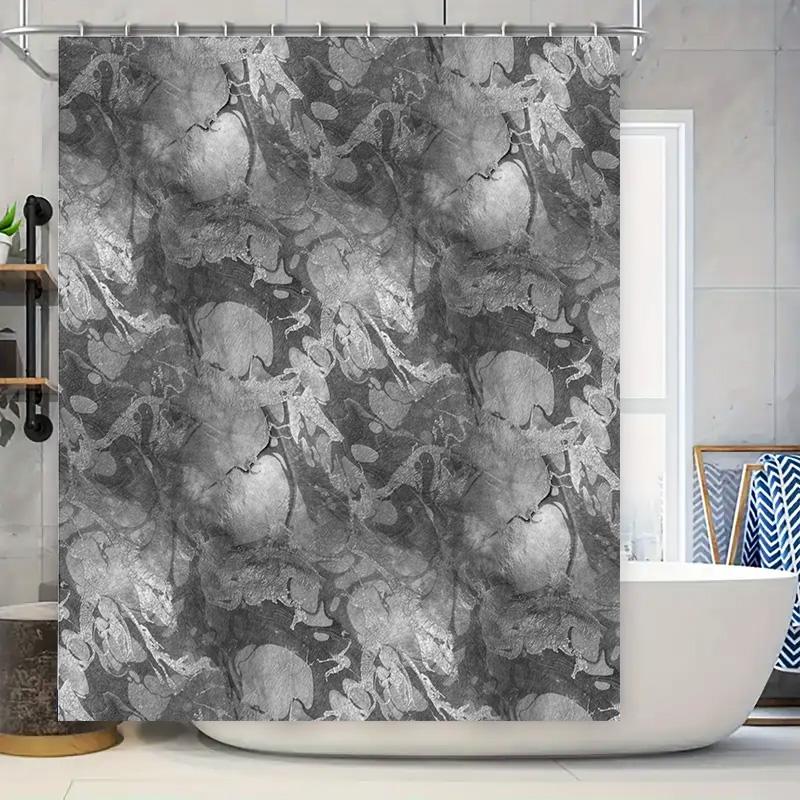 

Luxury Plush Black White Shower Curtain With Abstract Watercolor Design Bathroom Decor For Home Decoration W60H190(CM)-1 Pcs