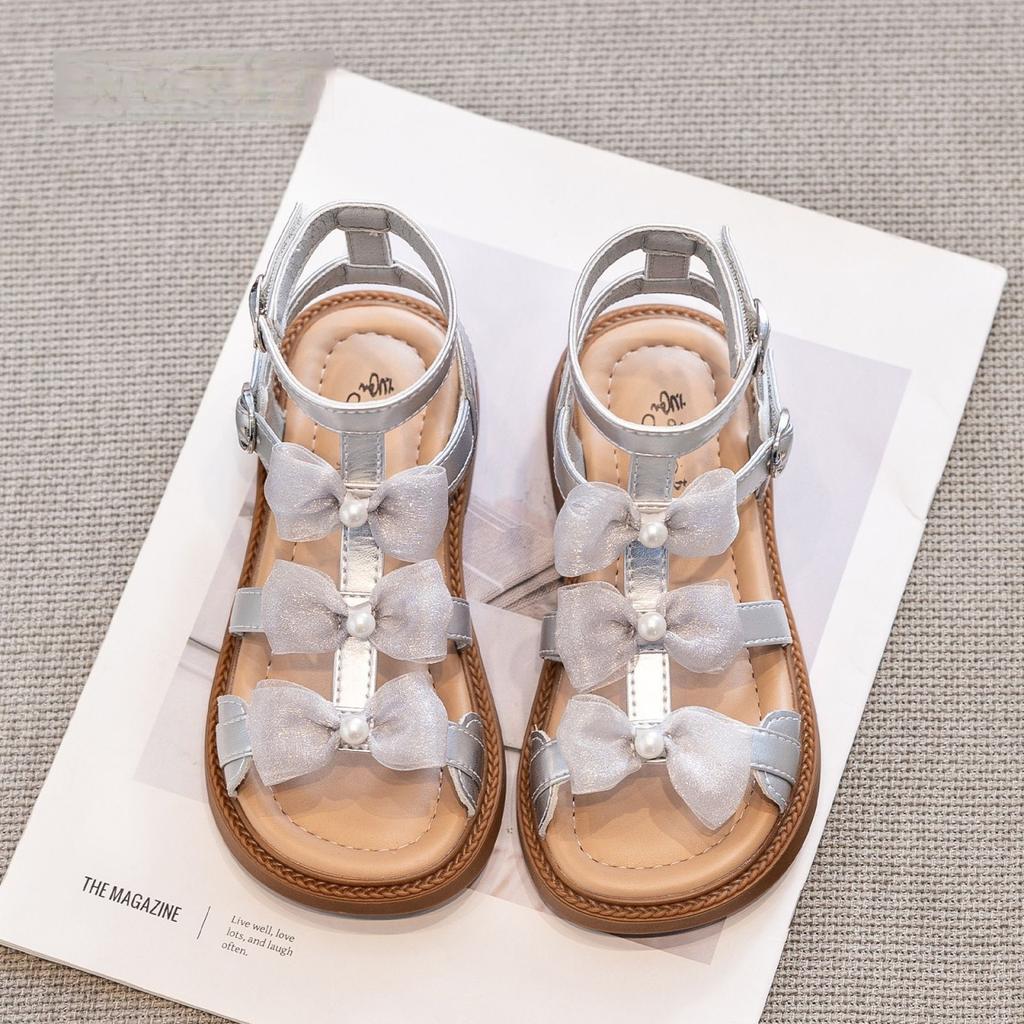 Girls High-top Roman Sandals Summer 2025 New Fashion Bow Children Princess Shoes Girls Beach Sandals